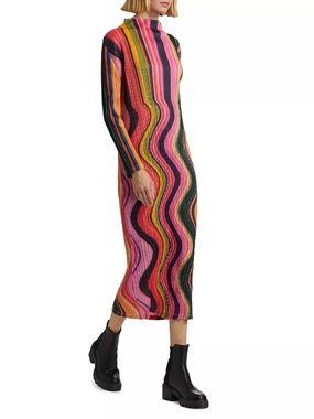 Pleats Please Issey Miyake Warp Pleated Dress in Pink Size 4